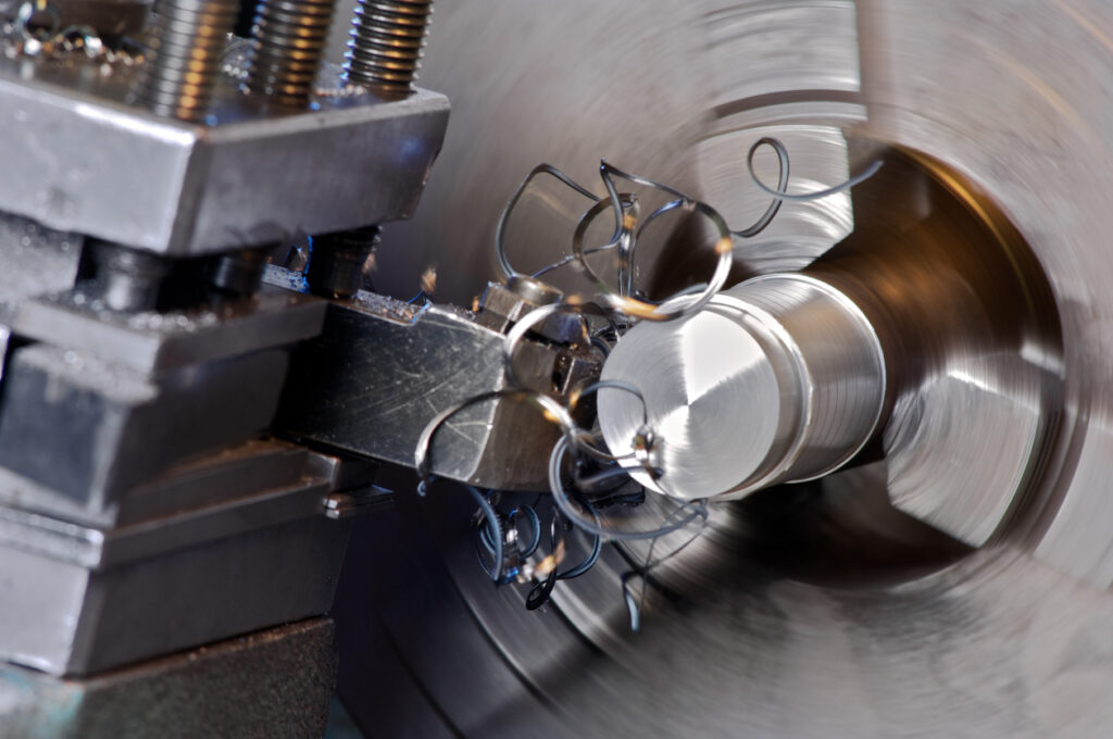 A close up of a multi-axis CNC machining machine